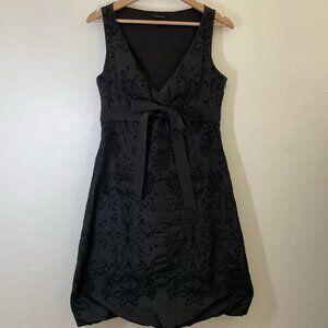 ELIE TAHARI Black 100% Silk MIRI Cocktail Dress Bubble Hem Soutache Detail Small